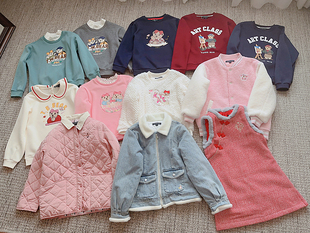 088熊105-160码女童冬新款加绒保暖卫衣羊羔毛棒球棉服牛仔厚外套