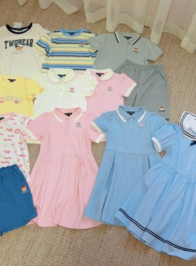 121熊夏新品男女童棉短袖polo衫学院连衣裙短裤合集柔软舒适休闲