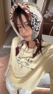 26新款休闲宽松印花钉珠字母T女士韩版长袖打底衫速裁琪年26229