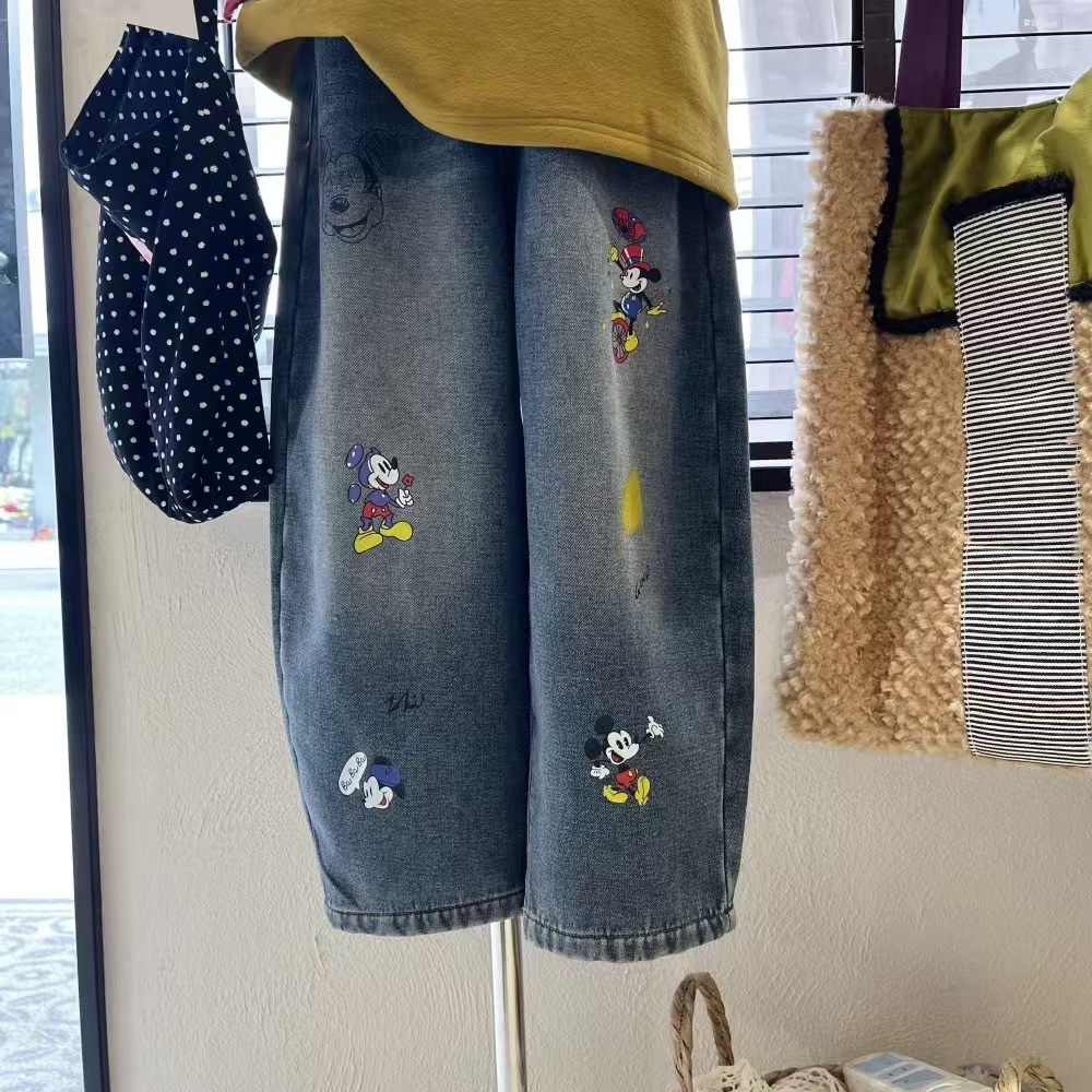 品牌儿童加绒牛仔裤2025冬季新款男童女童洋气加厚休闲裤120-170