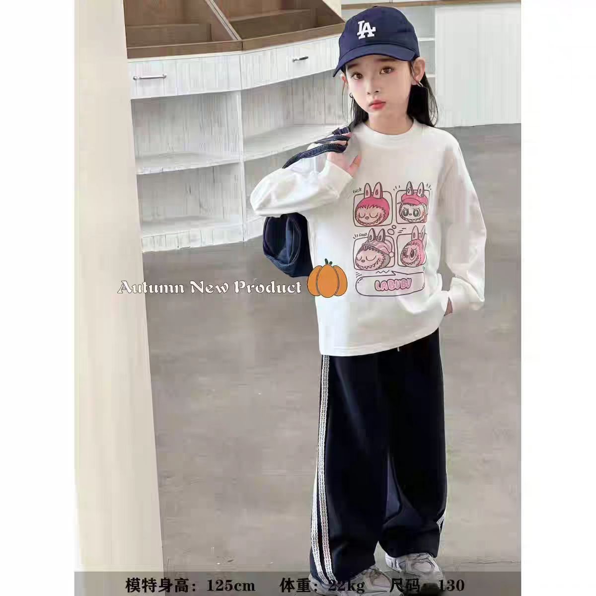 南NGT女童打底衫2025秋季新品卡通圆领T恤长袖中大童潮110-160码