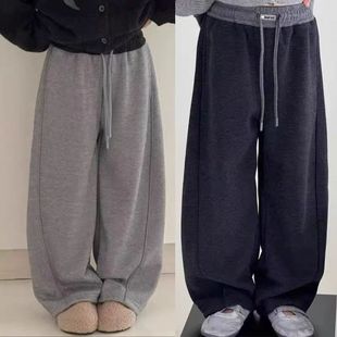 品牌女童加绒运动裤2025冬季新款女孩洋气直筒加厚休闲裤120-170