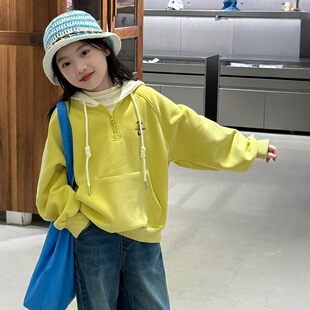 女童卫衣2025秋季女孩连帽打底衫洋气百搭休闲上衣外套120-180码