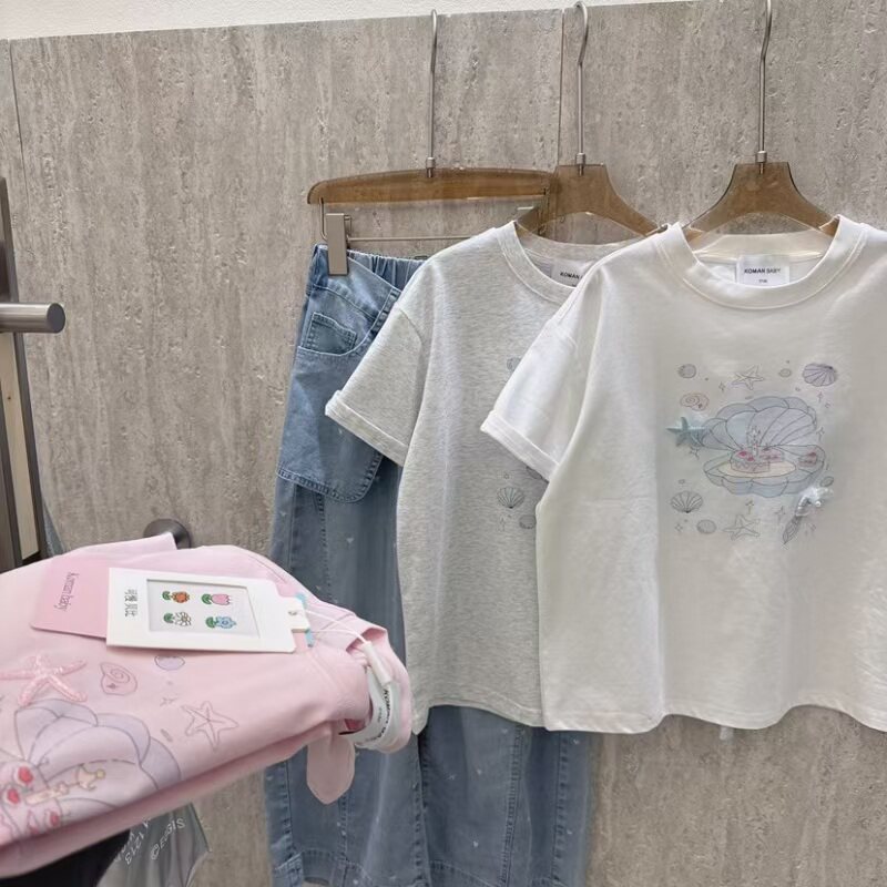 品牌女童短袖2026新款夏季女孩洋气半袖甜美圆领T恤上衣潮120-160