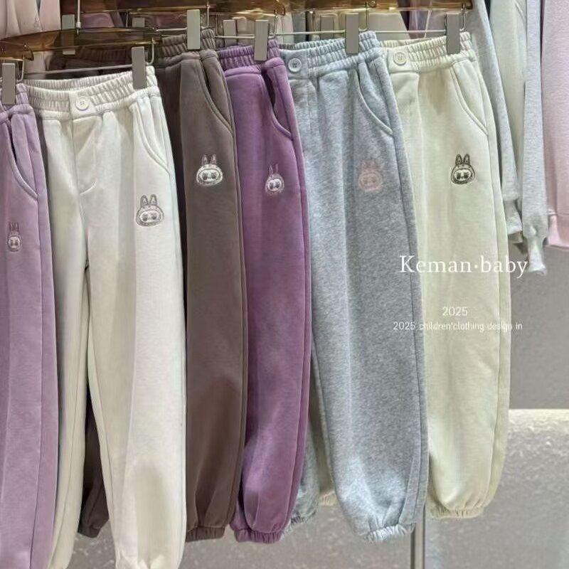可KM女童运动裤2025秋季新款女孩洋气百搭休闲裤卫裤潮120-160码