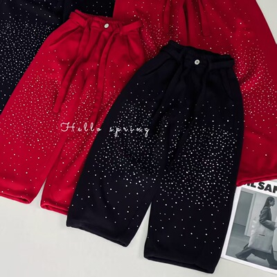 女童运动裤2026春季新款韩版女孩洋气直筒弯刀休闲裤潮120-170码
