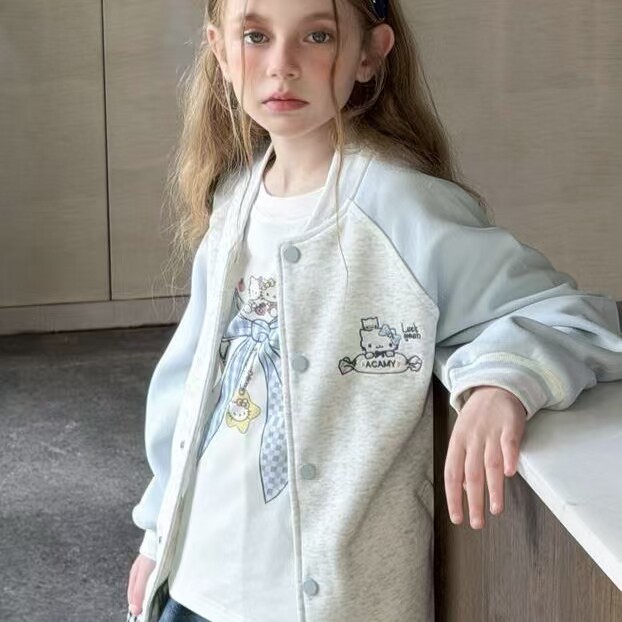女童外套2026秋季新款女孩甜美洋气棒球服拼接休闲上衣潮120-160