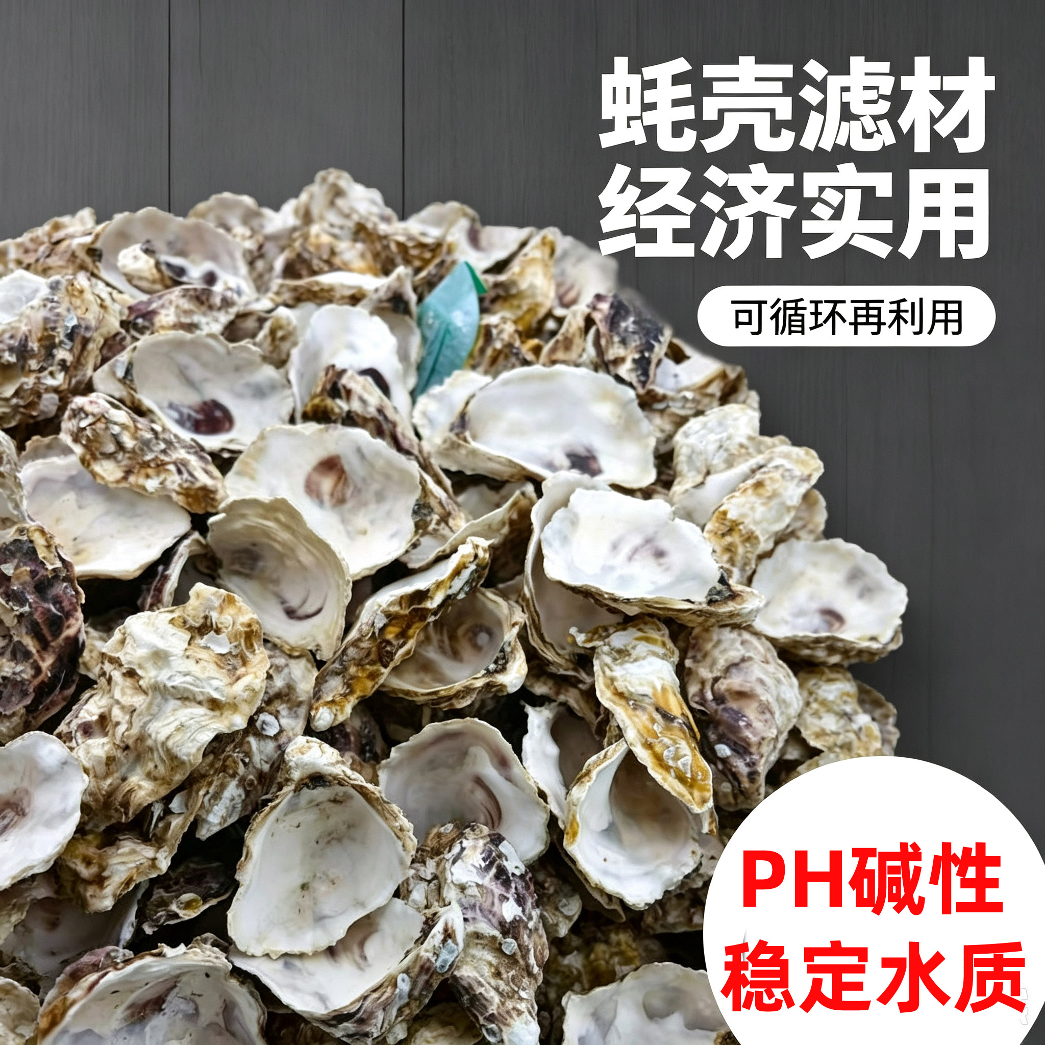 蚝壳滤材牡蛎壳鱼缸过滤材料锦鲤鱼池滤材升PH值过滤器材料净水