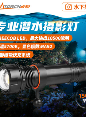 OrcaTorch虎鲸D950V2.0升级潜水手电筒多功能磁吸直充摄影补光灯