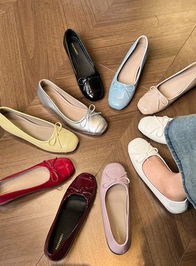 【花尚伊】小个子隐形内增高女鞋2026新款法式浅口蝴蝶结芭蕾舞鞋