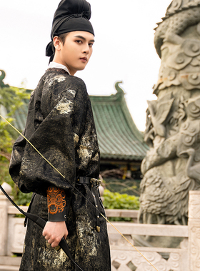 唐制圆领袍复原款唐代织金缺胯襕袍汉服半臂男女侠客帅气亲子绝美