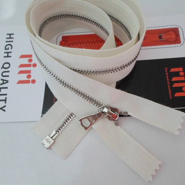 瑞士riri原产拉锁 4#白铜单开50-70cm白拉链 6#金属riri门襟链条