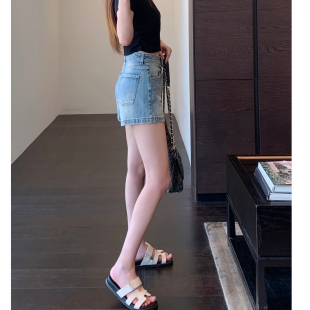 型正 版 显腿长高腰A字显瘦牛仔短裤 女百搭热裤 新 AMR 2025夏季