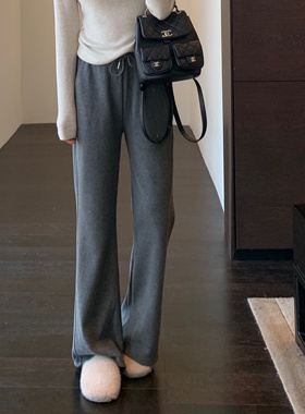 AMR UU◆火爆裤型～显腿长加绒加厚保暖高腰微喇阔腿裤女秋冬新款