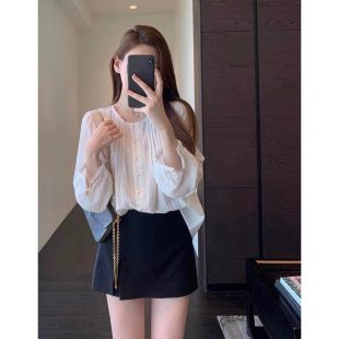 温柔甜美蕾丝拼接小衫 AMR 少女感 法式 宽松显瘦上衣女春夏新
