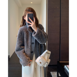 冬季 AMR 时髦拼接毛绒绒加厚大衣外套女2025新款 设计感小众