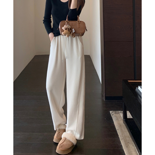 休闲阔腿裤 AMR 慵懒风高腰保暖厚实弯刀裤 显瘦神裤 女秋冬新