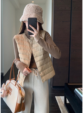 AMR UU◆叠穿时髦高品质白鹅绒马甲轻薄短款羽绒服女外套秋冬新款