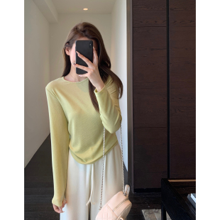 T恤女春夏2026新款 AMR 长袖 品质好～天丝羊毛舒适显瘦打底衫