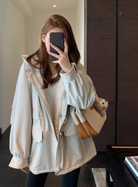 AMR UU◆酷飒时髦 保暖慵懒加绒派克服厚连帽外套女2025新款秋冬