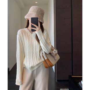 秋冬季 AMR 慵懒宽松显瘦外穿绞花毛衣女2025新款 设计感小众