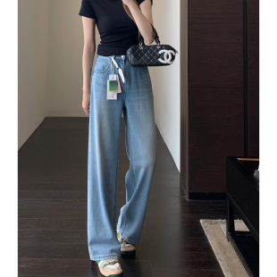 女春夏2026新款 重磅汉麻复古高腰显瘦宽松直筒牛仔阔腿裤 AMR