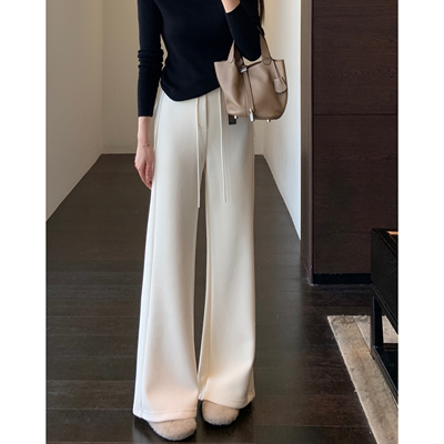 AMR UU◆超模大长腿 加绒加厚高腰显瘦微喇阔腿裤女2025新款秋冬