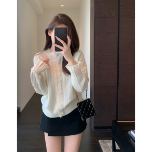 蕾丝边针织毛衣女上衣2026新款 AMR 氛围感温柔小衫 仙气浪漫