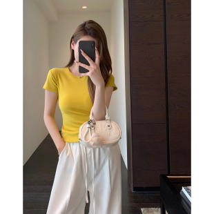 新款 宝藏T恤～修身 T恤女上衣2026春夏季 显瘦打底正肩短袖 AMR