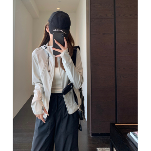 连帽外套女上衣春夏2026新款 AMR 高品质户外休闲短款 酷飒风