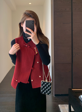 AMR UU◆氛围感 新中式国风时髦洋气红色马甲马夹背心女外搭新款