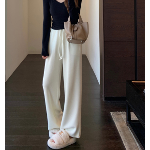 春夏2026新款 AMR 显腿长高腰垂坠感宽松直筒阔腿裤 修饰腿型