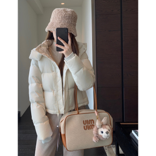 火爆四格三星90白鸭绒短款 柜上2000 连帽羽绒服女秋冬新 AMR