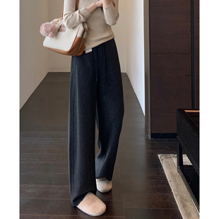 女秋冬新 重磅羊驼绒醋酸保暖舒适高腰显瘦宽松加绒阔腿裤 AMR