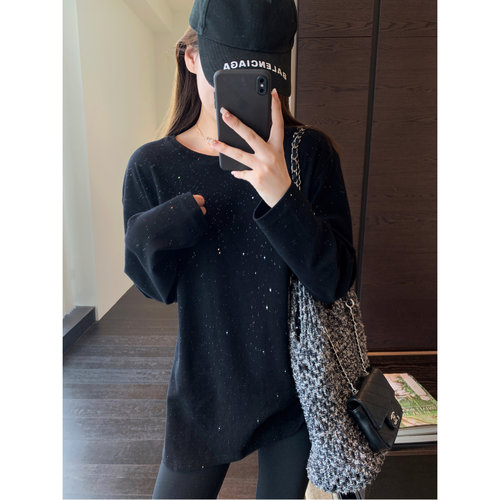 AMR UU◆美爆了 四季可穿bling暗闪慵懒显瘦长袖T恤女打底衫新款