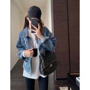 复古水洗蓝慵懒风短牛仔外套女上衣春夏2026新款 酷飒风 AMR