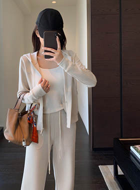 AMR UU◆口碑款～lu家凉感垂顺显瘦直筒裤卫衣运动套装女春夏新款