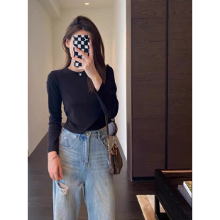 T恤女打底衫 福利款 收腰显瘦长袖 新 ～量少～巨洋气小短款 AMR