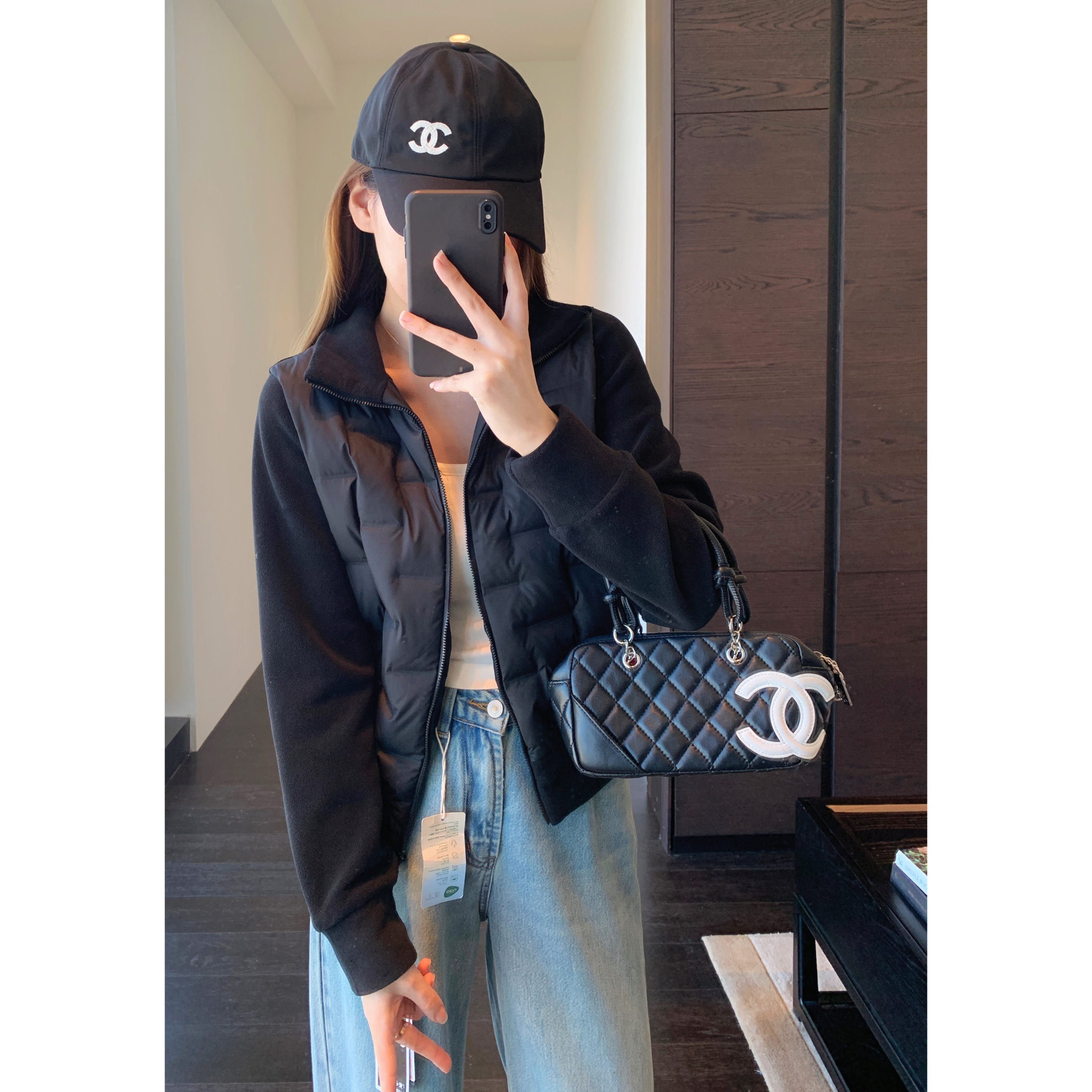 AMR UU◆保暖轻便轻羽摇粒绒拼接羽绒服短款厚外套女上衣秋冬新