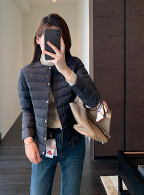 AMR UU◆多种穿法 保暖叠穿白鹅绒轻薄短款羽绒服女外套秋冬新款