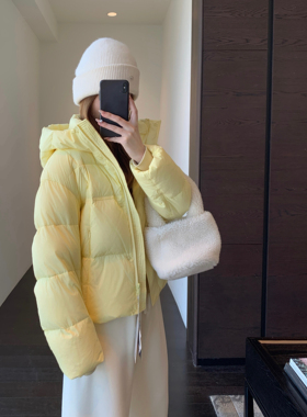 AMR UU◆高端鹅绒面包服连帽加厚保暖短款羽绒服女外套2025秋冬新