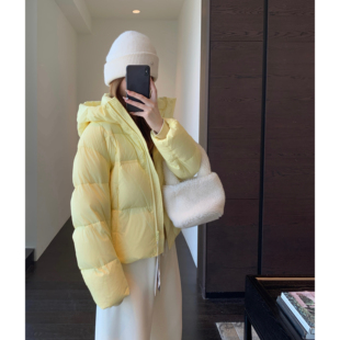 羽绒服女外套2025秋冬新 高端鹅绒面包服连帽加厚保暖短款 AMR