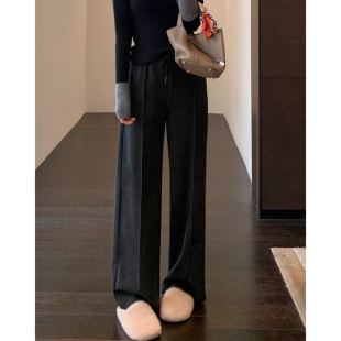 显瘦直筒长裤 AMR ～显腿长含醋酸羊毛阔腿裤 福利款 女秋冬新