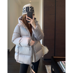 冬季 轻奢鹅绒服～90白鹅绒收腰泡芙连帽羽绒服女2025新款 AMR