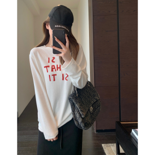 春夏2026新款 AMR T恤女打底衫 韩系休闲～慵懒风宽松显瘦长袖
