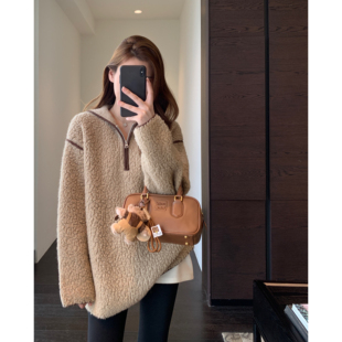 慵懒范保暖厚实圈圈毛连帽外套女毛衣2025新款 高端小众 AMR