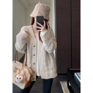 外套女秋冬新款 AMR 慵懒风宽松大毛衣显瘦针织开衫 韩系温柔