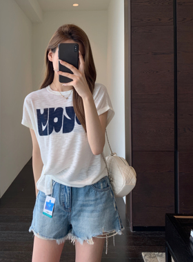 AMR UU◆时髦小飞袖 下摆开叉设计凉感小衫显瘦短袖T恤女2026新款