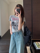 女夏新款 AMR 巨洋气小短款 萌宠猫咪减龄印花显瘦短袖 辣妹T恤