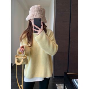 慵懒氛围感～颜色好美软糯厚实保暖针织大毛衣女秋冬新款 AMR